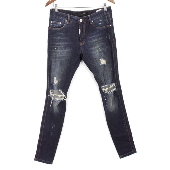 Represent Jeans Mens Blue Denim Casual Designer Destroyer Denim Skinny Fit Sz 32 - Picture 1 of 11